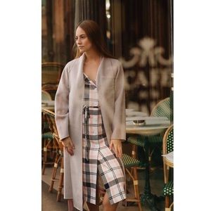 QAINT Pink Plaid shoulder dress